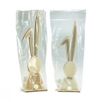 Product Bunnies with glitter wooden bunnies table decoration Easter H36cm 2pcs