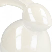 Product Ceramic bunny, easter figure, spring decoration, easter bunny white, mother-of-pearl H17cm