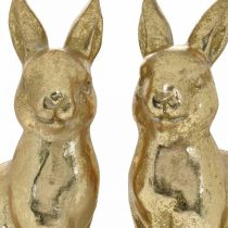 Product Decorative bunny gold sitting, bunny to decorate, pair of Easter bunnies, H16.5cm 2pcs