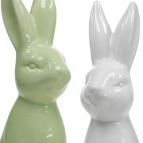 Product Porcelain Easter Bunny sitting white, cream, green H18cm 3pcs