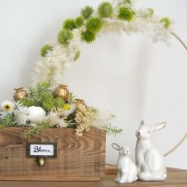 Product White ceramic rabbit, Easter decoration with golden decoration, spring decoration H7.5cm