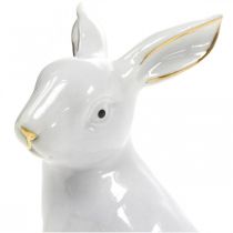 Product Ceramic Bunny Easter Decoration White Gold Easter Bunny H7.5cm 4pcs