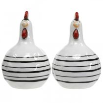 Product Decorative chicken black and white striped ceramic figure Easter H17cm 2pcs