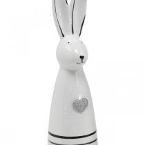 Product Ceramic Bunny Cone White Black Heart Stripes H30cm