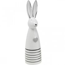 Product Ceramic Bunny Cone White Black Heart Stripes H30cm