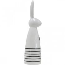 Product Ceramic Bunny Cone White Black Heart Stripes H30cm