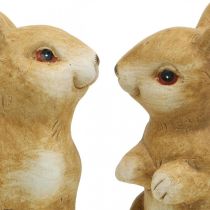 Product Bunny sitting, ceramic decoration, Easter, pair of bunnies brown H15cm set of 2