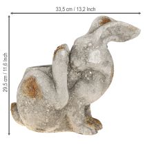 Product Rabbit decorative concrete flowerpot antique grey 33.5x17x29.5cm