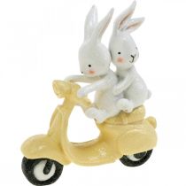 Spring decoration with glitter, bunny on scooter, Easter decoration H9cm L7.5cm 3 pieces