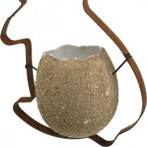 Rabbit decoration for hanging, metal rabbit with egg, eggshell for planting patina 3 pieces