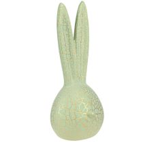 Product Rabbit Head Easter Bunny Decoration Mint Green Gold Crackle H28cm