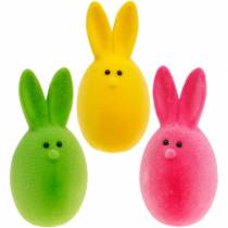 Product Easter egg mix with ears, flocked bunny eggs, Easter decoration colorful 6 pieces