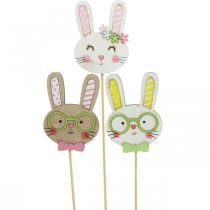 Product Funny Easter bunny decoration bunny head on stick flower decoration 7cm 12pcs