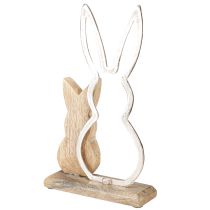 Product Rabbit mother with child rabbit decoration natural silver 26.5cm