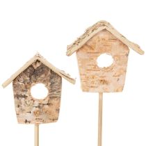 Product Birch Wood Mini Birdhouses with Sticks 5cm Set of 4 for Floral Arrangements