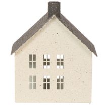 Product Metal House Lantern Windlight Decoration 16cm Beige and Grey