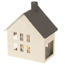 Product Metal House Lantern Windlight Decoration 16cm Beige and Grey