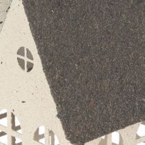 Product Metal Decorative House with Windows and Chimney 28cm Beige and Grey