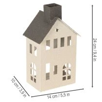 Product Metal House Ornament with Chimney and Windows 24cm Beige and Grey