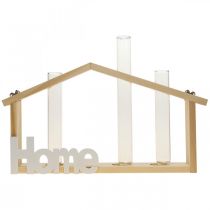 Product Wooden wall decoration, home decor, test tube vase, flower holder, 27.5x4.5x14.5cm