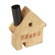 Product Decorative house wooden decorative candle holder black 10.5×3.5×13cm