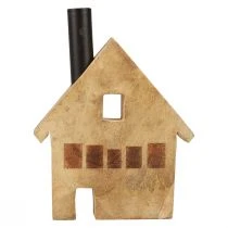 Product Decorative house wood wooden decoration candle holder black 16.5×3.5cm×22cm