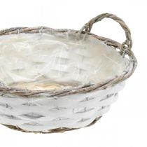 Product Basket for planting, decorative basket with handles round white H8.5cm Ø25cm