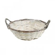 Product Decorative basket for planting, round planting basket, white H9.5cm, Ø29.5cm