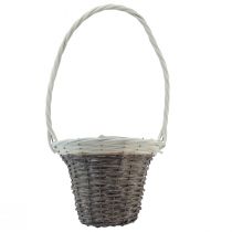 Product Willow basket with handle, grey and white, Ø29cm, gift, flower decoration