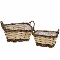 Product Planter, decorative basket, square, natural colors 21 × 16/16 × 13cm, set of 2