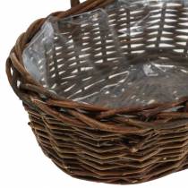 Handle basket oval wood natural 27 × 20cm H27cm