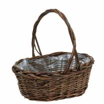 Handle basket oval wood natural 27 × 20cm H27cm