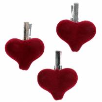 Product Deco heart with clamp red 2,5cm 8pcs