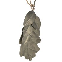 Product Autumn deco leaves metal silver gray L20cm 4pcs