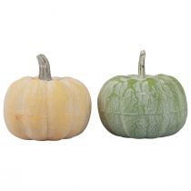 Product Autumn decoration pumpkins whitened orange, green 7.5cm 6 pcs
