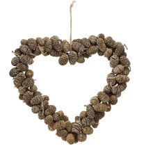 Product Heart decoration cone heart alder cone white washed 24cm