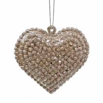 Product Glitter Heart for Hanging Champagne 6cm x 6.5cm 12 pcs