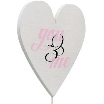 Product Heart on stick 7cm white, pink 12 pcs