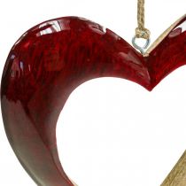 Product Heart made of wood, deco heart to hang, heart deco red H15cm