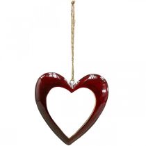 Product Heart made of wood, deco heart to hang, heart deco red H15cm