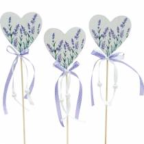 Lavender heart, summer decoration, heart to stick with lavender, Mediterranean heart decoration 6pcs