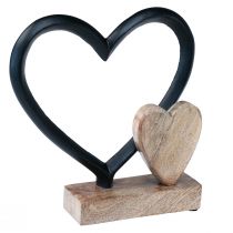 Product Heart metal heart wood mango wood base natural 18x5x19cm