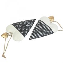 Product Heart Black White Metal Decoration for Hanging 7.5×11cm 4 pcs
