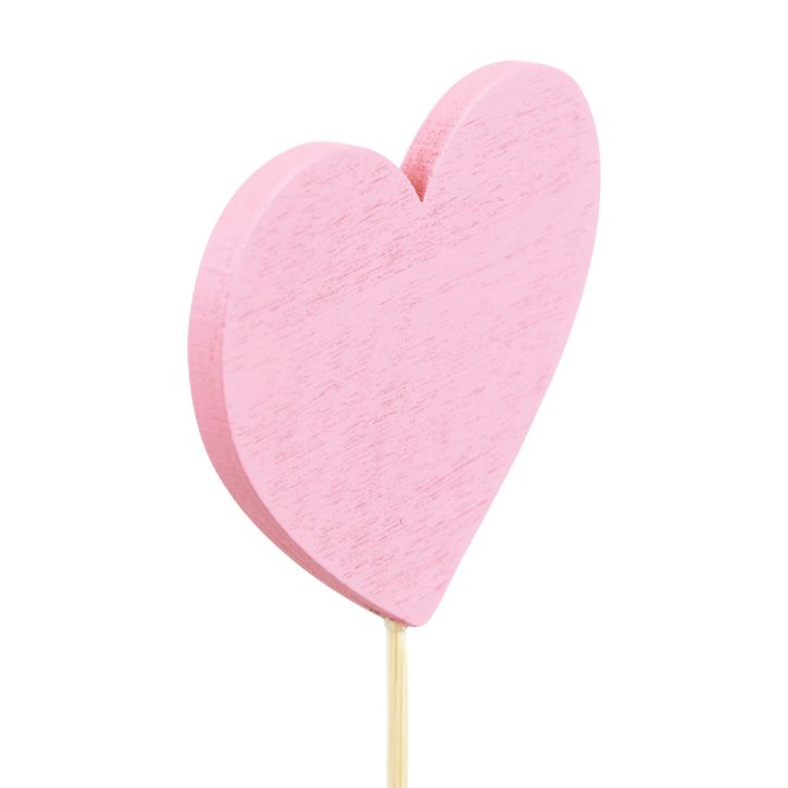Flower plug wooden heart decorative plug pink 6.5×6cm 10pcs