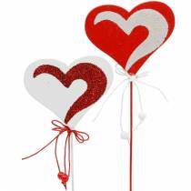 Product Heart on stick red, white decorative heart decorative plug Valentine&#39;s Day 16 pcs