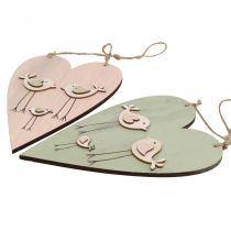 Product Heart made of wood, decorative heart for hanging, heart decoration H16cm 6 pcs