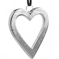 Product Heart to hang, metal decoration, Christmas, wedding decoration silver 11 × 11cm