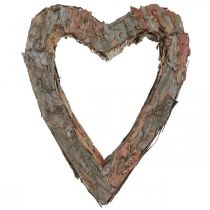 Product Decorative heart made of wood and pine bark, 40x32cm, rustic autumn decoration, versatile use