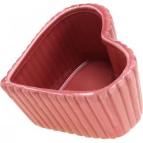 Decorative heart ceramic white, pink, mini planter H6cm 3pcs