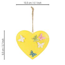 Product Decorative heart pendants with butterflies for spring decoration, 10.5cm, 3 pieces